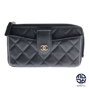 CHANEL シャネル タイムレスクラシック ココマーク マトラッセ ブラック ゴールド金具 スマホケース付き 長財布 サイフ