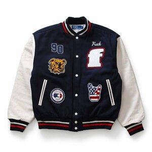 fuct (ファクト) US スタジャン スタジアムジャケット VARSITY JACKET NAVY/WHITE ネイビー×ホワイト (XL)