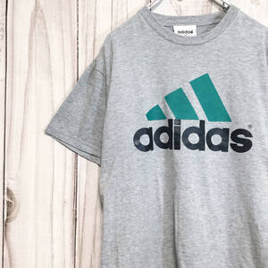 【アディダス 半袖ビッグロゴTシャツ】パフォーマンスロゴ M グレー adidas 古着 [230503-027]