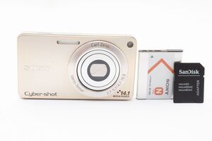 【実用光学美品】Sony ソニー DSC-W350 ゴールド Cyber-shot サイバーショット SDカード128GB付き コンパクトデジタルカメラ #2414-1