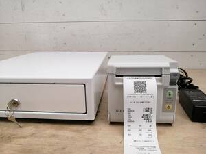 ★☆Airレジ 対応 セイコーインスツル 据置きプリンター 電源セット付 RP-D10-W27J2-B、 キャッシュドロア DRW-A01-W のセット☆★