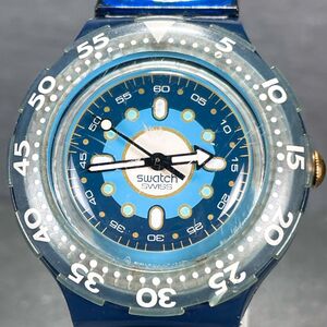 SWATCH スウォッチ SCUBA200 スクーバ200 ABYSS S SDN116 腕時計 アナログ クオーツ 3針 ブルー 伸縮バンド 新品電池交換済み 動作確認済み