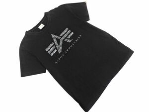 ネコポスOK ALPHA INDUSTRIES アルファインダストリーズ ロゴ プリント Tシャツ sizeL/黒 ■◆ ☆ efb2 メンズ