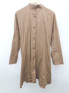 ◇ ◎ UNIQLO ユニクロ +J 長袖 ミニ丈 シャツ ワンピース サイズM ブラウン レディース P