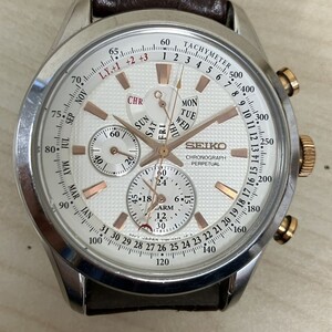 M446-T6-3266 ◎ セイコー SEIKO 腕時計 CHRONOGRAPH PERPETUAL 7T86-0AC0 クオーツ クロノグラフ パーペチュアルカレンダー メンズ