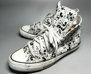 【即決】CONVERSE 26.5cm ハイカットスニーカー コンバース US8 オールスター ALL STAR 白 黒 ミッキー ディズニー カジュアル くつ