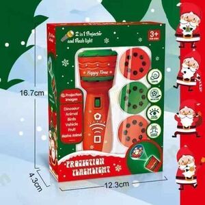 【送料無料】大人気！クリスマス スライド プロジェクターライト 赤 キッズ 懐中電灯 知育 プレゼント 子供 おもちゃ