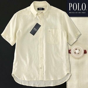 新品 POLO BCS ポロ 清涼 リネン シャンブレー 半袖 BDシャツ LL 黄 【NXP693_30】 春夏 メンズ ボタンダウン ポニー 麻 サマー 盛夏 刺繍