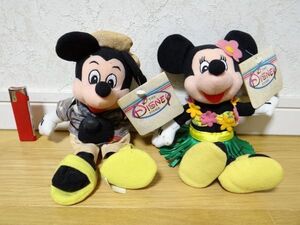 新品 ビンテージ ディズニーストア ミッキー ミニー ハワイ フラダンス ツーリスト ぬいぐるみ 2体セット レトロ 当時物