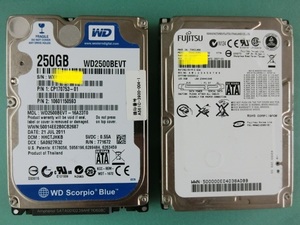 【２台】２５０GB、１２０GB　訳アリ（注意）WD　ウエスタンデジタル　富士通　FUJITSU 