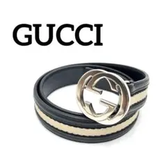 『GUCCI』グッチ インターロッキング レザーベルト /  GG