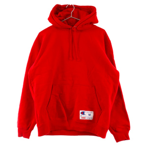 SUPREME シュプリーム 19SS×champion Outline Hooded Sweatshirt アウトライン ロゴ刺繍 プルオーバーパーカー レッド