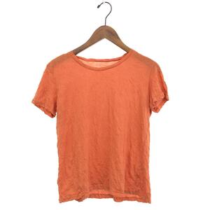 ◆me isseymiyake ミーイッセイミヤケ 半袖Tシャツ ◆MI02JK979 オレンジ ポリエステル レディース トップス シワ加工 カットソー