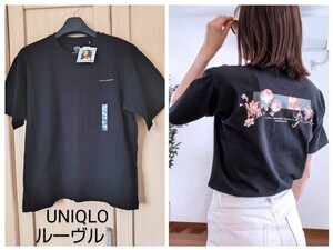 タグ付 UT UNIQLO x LOUVRE レディースM ユニクロ x ルーブル美術館 プリント 半袖 Ｔシャツ ブラック 