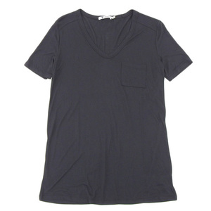 未使用 アレキサンダーワン Alexander Wang Vネック 半袖 Tシャツ メンズ ブラック sizeXS 400200C Y02682