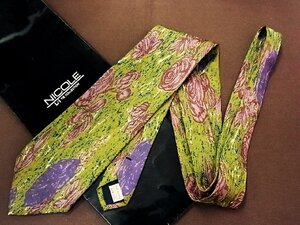 ♪26497C♪良品【花 植物 柄】ニコル【NICOLE】ネクタイ