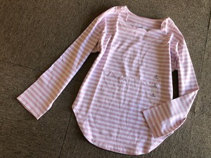 ★新品Gap Kidsギャップシャツテールボーダー長袖Tシャツ150★白P