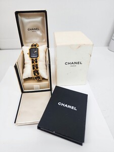 #y1837CHANELシャネル　レディース クオーツ腕時計　プルミエール　ブラック文字盤 Mサイズ 箱付き