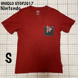 ユニクロ【UNIQLO】UTGP2017 Nintendo 任天堂コラボ半袖Tシャツ＊ドンキーコング＊Sサイズ フェイクポケット レッド/赤 マリオシリーズ