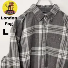 usa古着 London fog ネルシャツ　L　グレー ホワイト チェック