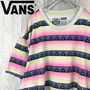 ★状態良好!!★正規品★アメリカ直輸入!!★【VANS バンズ】プレミアムライン ボーダー Ｔシャツ[L]グラデ 幾何学 スケボー サーフ K-778