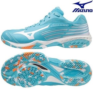 【71GA211711 25.0】MIZUNO(ミズノ) バドミントンシューズ　ウェーブクロー2FIT　ターコイズ/ホワイト/オレンジ 25.0 新品、未使用　2E相当