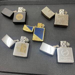 #15668 ☆1円スタート☆ ZIPPO 4個 スリムタイプ 1個 計5個 まとめ ジッポー オイルライター 2001年有馬記念 着火未確認 現状品