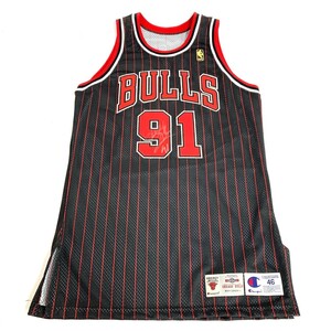 ◆NBA Chicago Bulls シカゴ・ブルズ デニス・ロッドマン 直筆サイン ユニフォーム ◆ ブラック/レッド 雑貨 バスケ選手