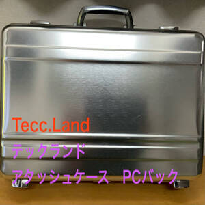 良好！ 鍵付き Tecc.Land テックランド アタッシュケース PCバッグ ブリーフケース ビジネスバッグ パソコン シルバー ヤマダ電機