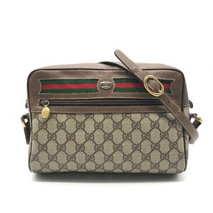 美品 GUCCI グッチ オールドグッチ GGスプリーム シェリーライン ショルダー バッグ 茶