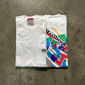 NOS! MARLBORO WORLD CHANPIONSHIP TEAM POCKET TEE / 90S マルボロ USA製 ポケT L 企業もの バックプリント ホワイト 古着 ②