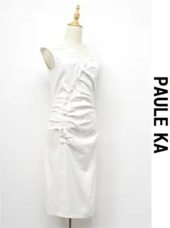 C428/美品 PAULE KA ノースリーブワンピース ストレッチ 40 白