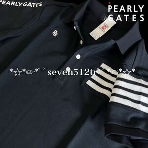 本物 新品 51203165 PEARLY GATESパーリーゲイツ/5(サイズL)超人気 4ラインシリーズ半袖ポロシャツ 日本製