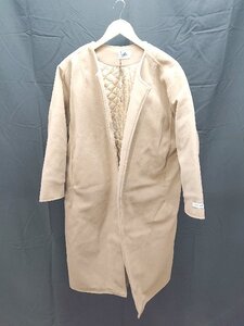 ◇ 新品 ABITOKYO アビトーキョー 無地 キルティング裏地 長袖 ノーカラーコート サイズ0 キャメル レディース E