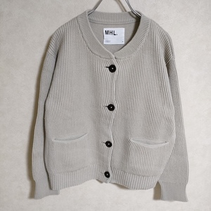 MHL. ROUGH COTTON CARDIGAN 595-0264501 サイズ2 カーディガン 2020AW グレージュ エムエイチエル 4-1001T 239466