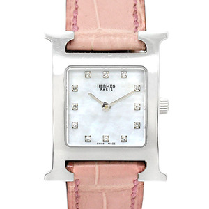 エルメス HERMES Hウォッチ HH1.210 シェル文字盤 12Pダイヤ レディース腕時計 クォーツ 21mm 女性 レディース