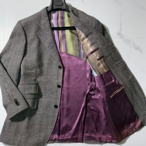 定価40万!!!繊維の宝石!!!【エトロ ETRO】極上カシミヤ100% 最高級のヘリンボーン生地!!! ツイード◎ テーラードジャケット 54 XXXL