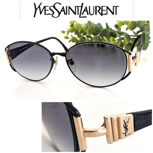 希少☆ イヴサンローラン YVES SAINT LAURENT ヴィンテージ YSL オールド サングラス 眼鏡 メガネ VINTAGE 黒 ゴールド レディース メンズ