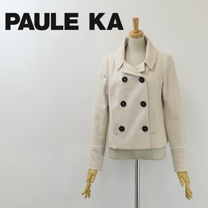 ◆PAULE KA ポールカ ウール ダブル ショート コート アイボリー 38