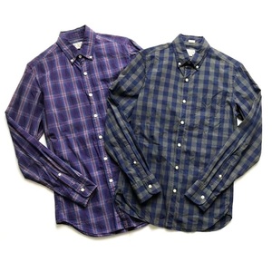 2枚セットJ.CREW ジェイクルー SLIM FIT WASHED BD SHIRT 49208/42194 ブロック チェック ボタンダウン 長袖シャツ XS/BDシャツ