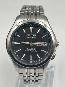 N39383■ CITIZEN EXCEED H100-T010164 シチズン エクシード 腕時計 エコドライブ ラジオコントロール 電波 ソーラー 黒文字盤 ■