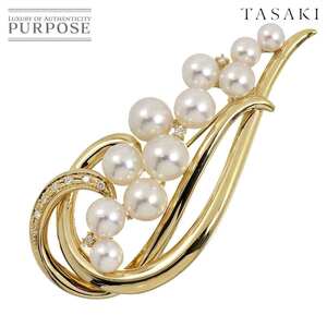 タサキ TASAKI アコヤ真珠 7.4-4.5mm ダイヤ 0.12ct ブローチ K18 YG イエローゴールド 750 パール 田崎真珠 Pearl Brooch 90244198