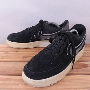 z5222 ナイキ エアフォース1 US9.5 27.5cm/黒 ブラック 灰 グレー系 NIKE AIRFORCE1 AF1 LOW メンズ スニーカー 中古