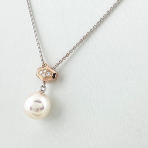 ミキモト MIKIMOTO パール デザインネックレス メレダイヤ ラリエット 真珠 ネックレス K18 パール ダイヤモンド レディース 【中古】