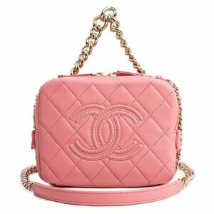 （未使用　展示品）シャネル CHANEL マトラッセ バニティ チェーン ショルダー ハンドバッグ ラムスキン ピンク ゴールド金具 AS1512