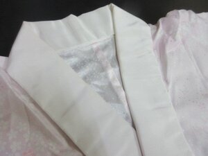 1円 良品 化繊 長襦袢 式典 和装 和服 正月 梅 花柄 草花 おしゃれ 袖無双 身丈120cm 裄64cm【夢職】★★★