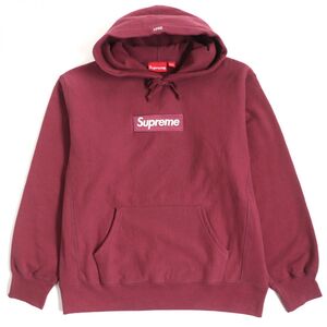 【ドンドン見直し】美品▼21AW シュプリーム BoxLogo Hooded Sweatshirt ボックスロゴ 裏起毛 フードパーカー ボルドー M 正規品