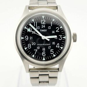 美品 別注 TIMEX × BEAMS CAMPER STAINLESS 3針ウォッチ タイメックス ビームス キャンパー TW2V08300 クォーツ 腕時計 メンズ 黒文字盤