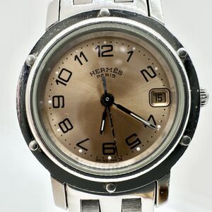 3159 エルメス HERMES クリッパー CL4.210 2034104 クォーツ QZ SS オレンジ 稼働品 腕時計