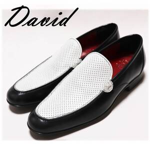 《David デビッド》箱付新品 日本製 パンチング レザードライビングシューズ ローファー ビジカジ 26.5cm A8578